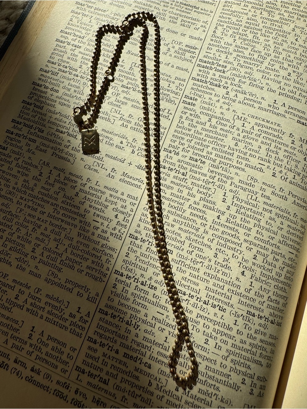 Gold Ball Chain Necklace with Square Accent - Men Accessories